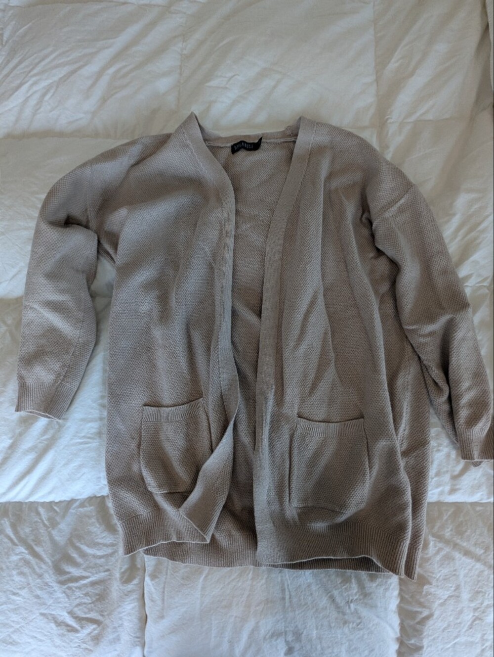 Mikarose Light Taupe Open-Front Cardigan